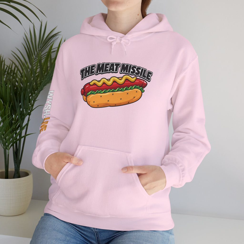 The Meat Missile Hot Dog Hoodie | WYSH.LIVE Sleeve Print