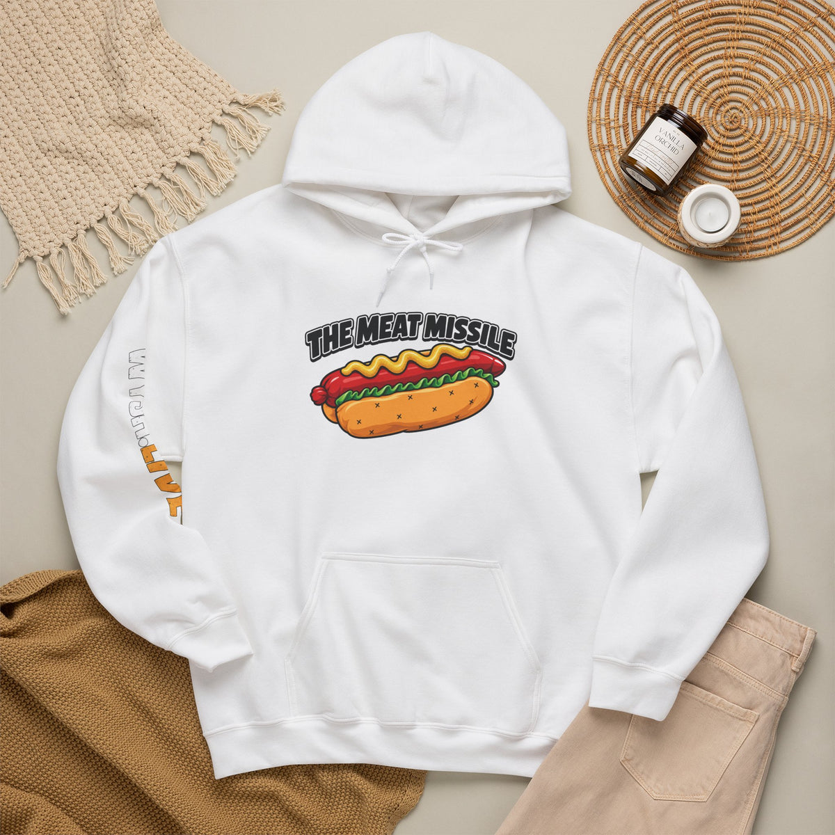 The Meat Missile Hot Dog Hoodie | WYSH.LIVE Sleeve Print