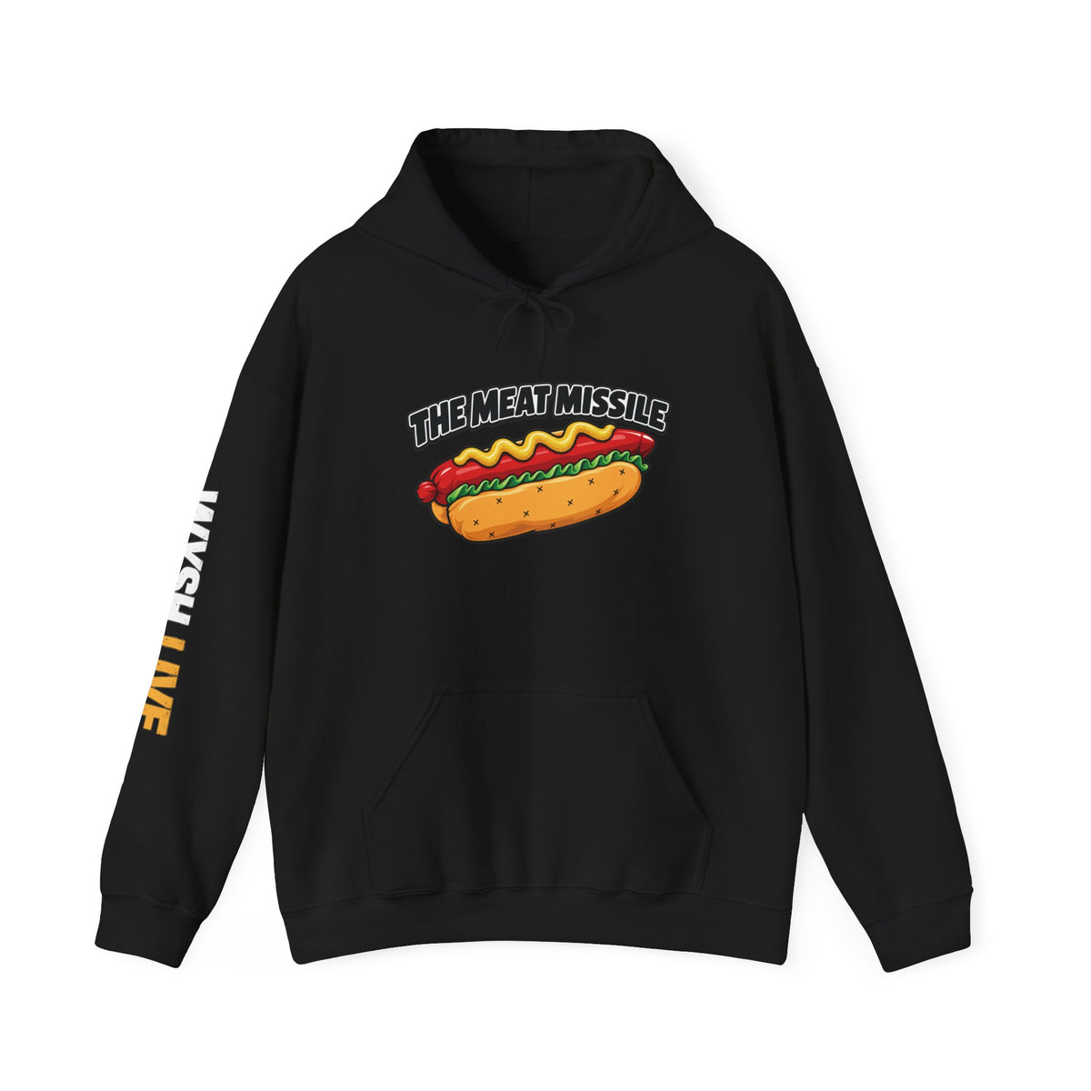 The Meat Missile Hot Dog Hoodie | WYSH.LIVE Sleeve Print