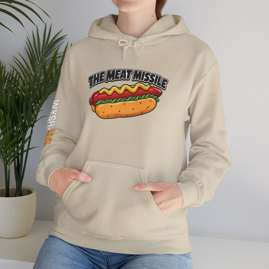The Meat Missile Hot Dog Hoodie | WYSH.LIVE Sleeve Print