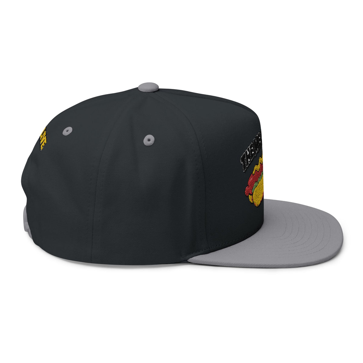 Flat Bill Cap — "The Meat Missile" Embroidered Hot Dog Hat