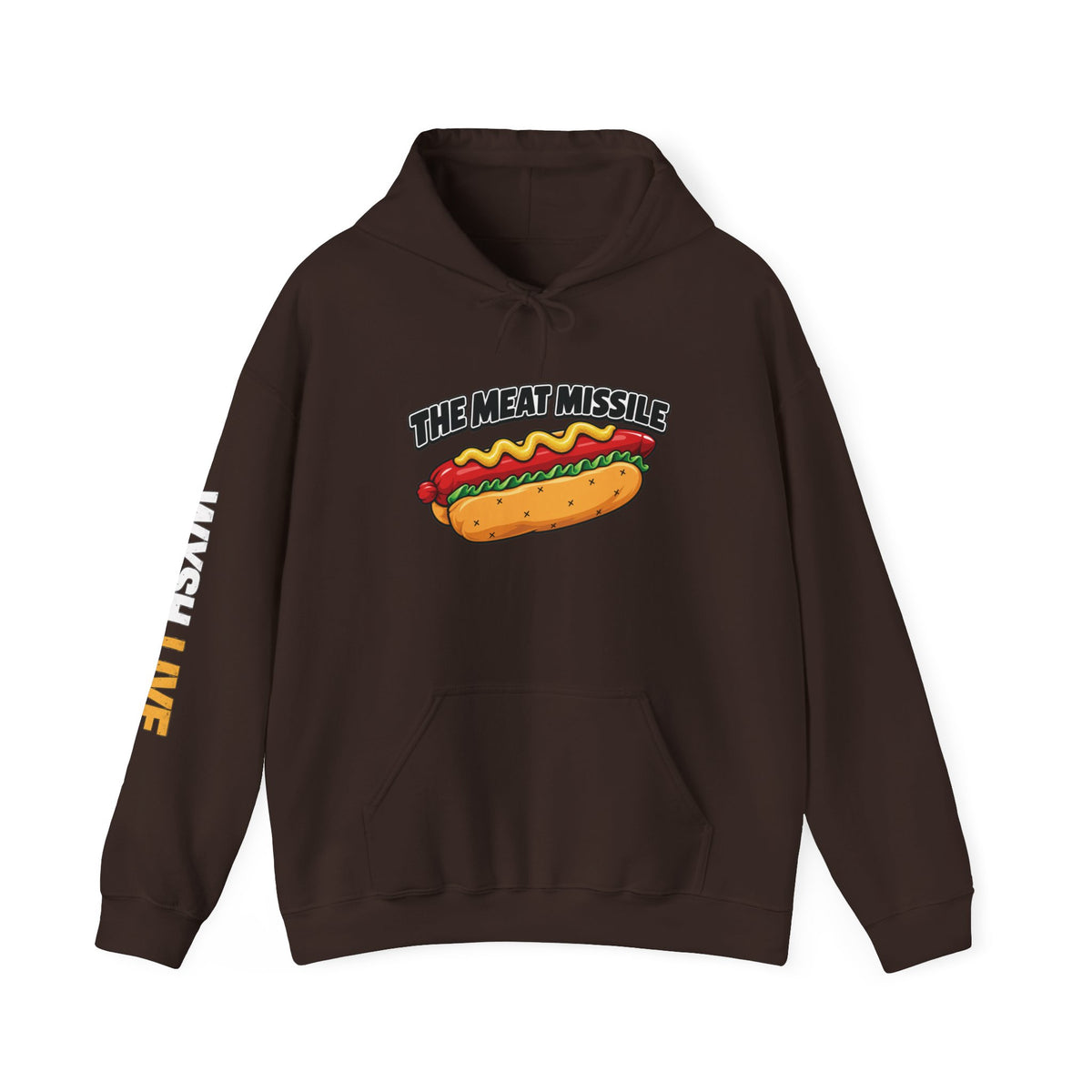 The Meat Missile Hot Dog Hoodie | WYSH.LIVE Sleeve Print