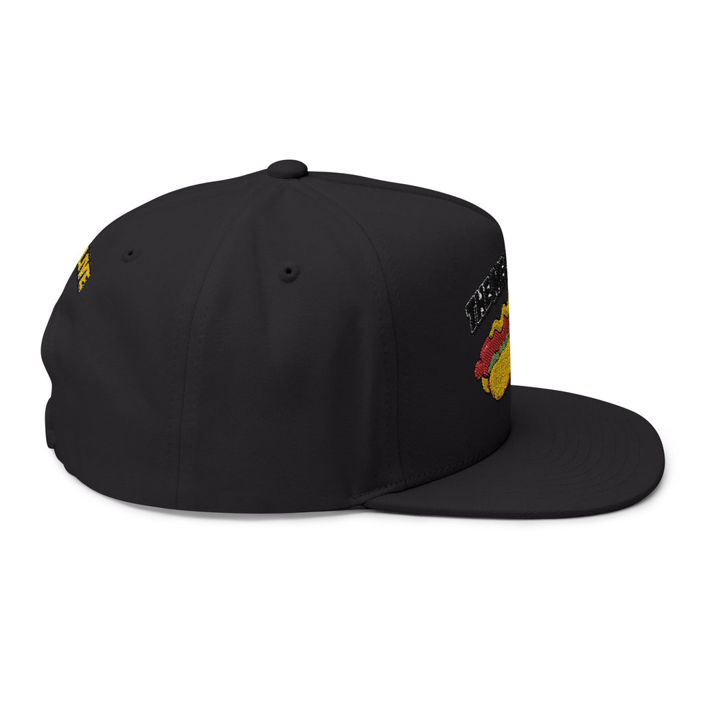 Flat Bill Cap — "The Meat Missile" Embroidered Hot Dog Hat