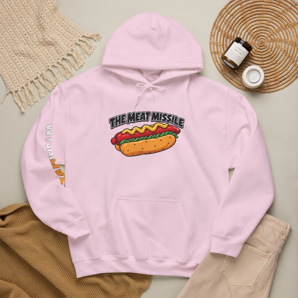 The Meat Missile Hot Dog Hoodie | WYSH.LIVE Sleeve Print