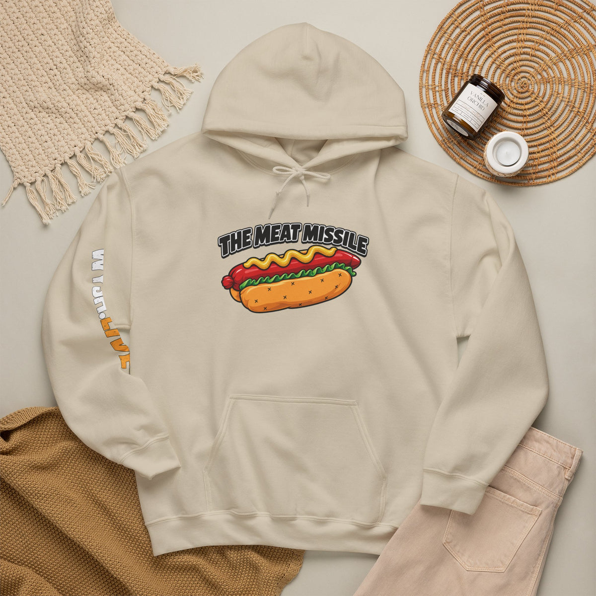 The Meat Missile Hot Dog Hoodie | WYSH.LIVE Sleeve Print