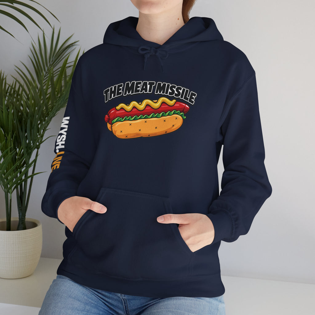 The Meat Missile Hot Dog Hoodie | WYSH.LIVE Sleeve Print