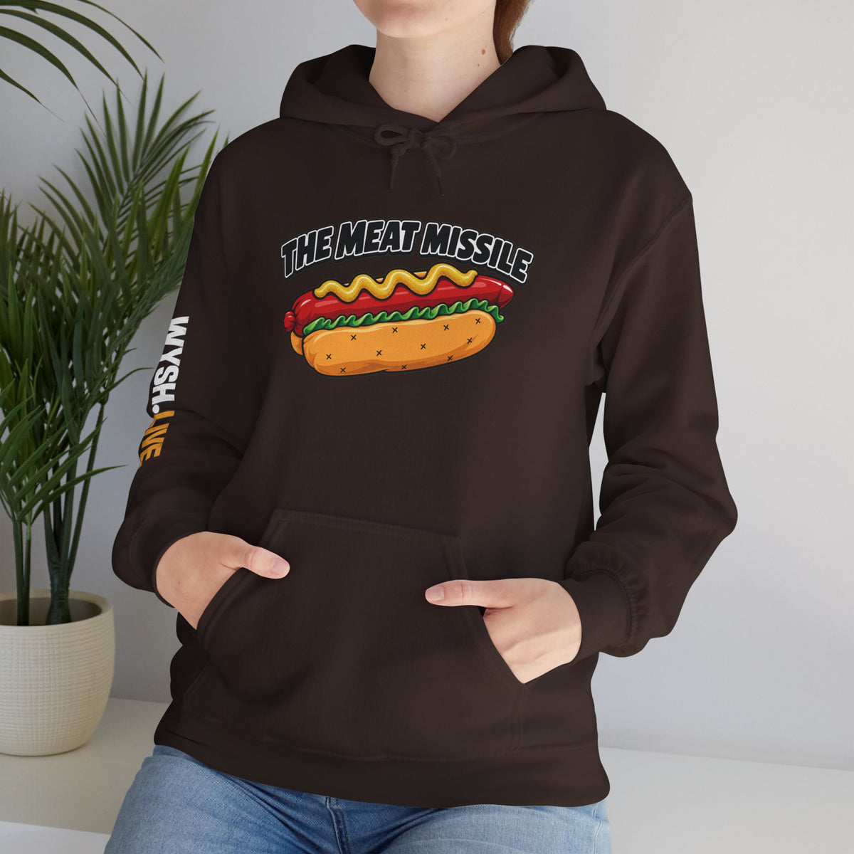 The Meat Missile Hot Dog Hoodie | WYSH.LIVE Sleeve Print