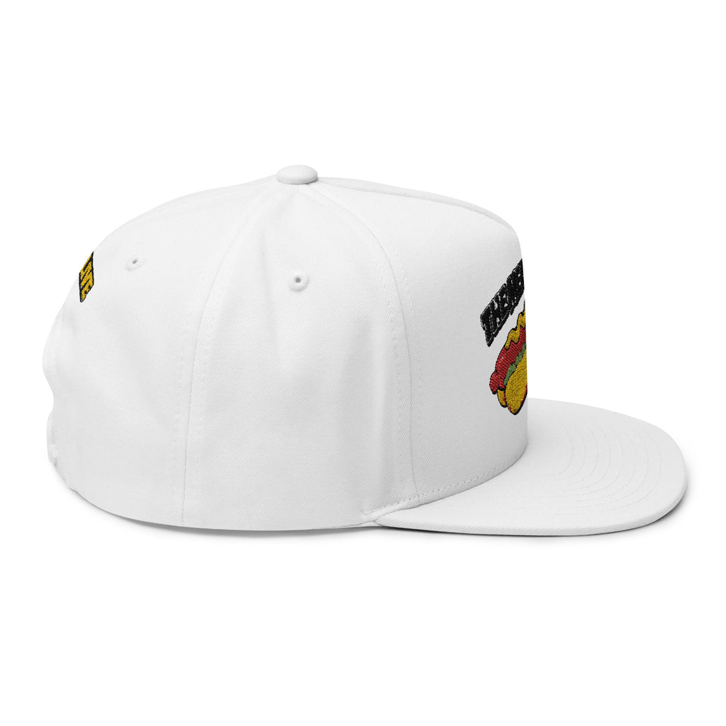 Flat Bill Cap — "The Meat Missile" Embroidered Hot Dog Hat