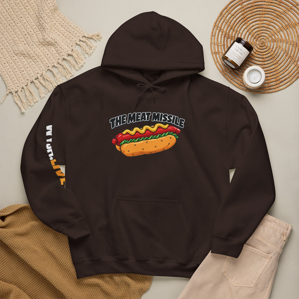 The Meat Missile Hot Dog Hoodie | WYSH.LIVE Sleeve Print