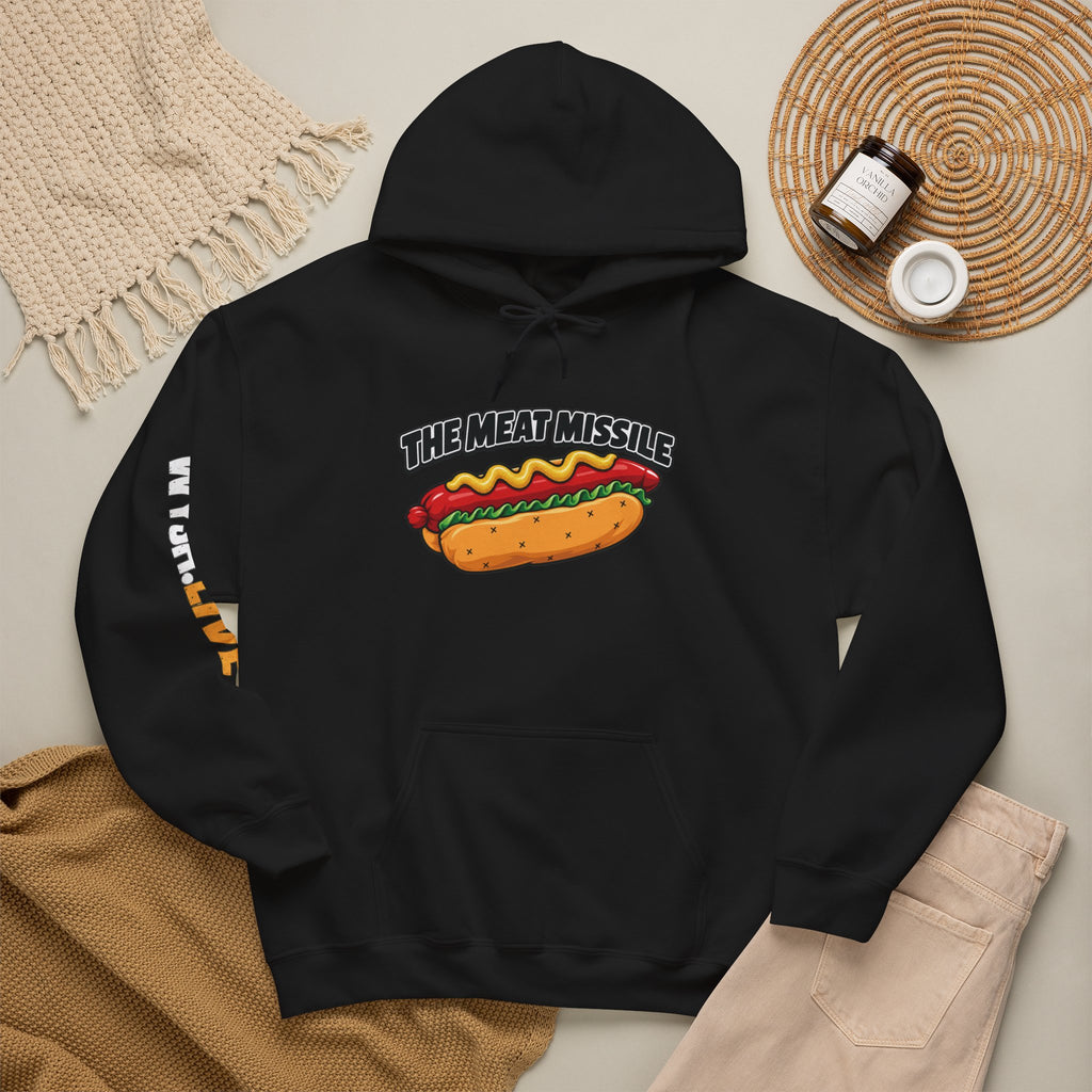 The Meat Missile Hot Dog Hoodie | WYSH.LIVE Sleeve Print
