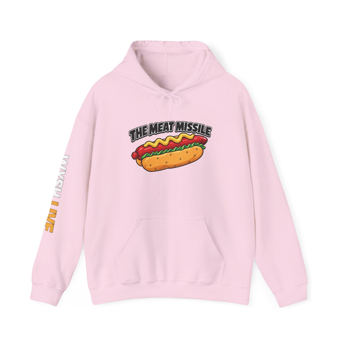 The Meat Missile Hot Dog Hoodie | WYSH.LIVE Sleeve Print